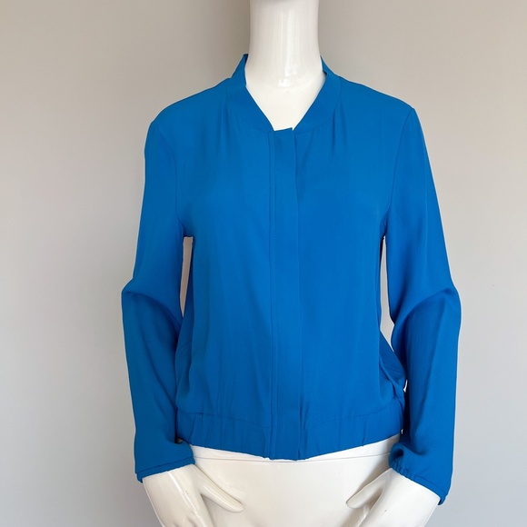 $280 NWT Mariella Rosati Made In Italy Blue Zip Up Top Blouse Long Sleeve 40IT - Picture 5 of 17